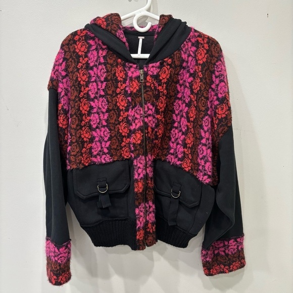 Free People Jackets & Blazers - Free People Rockwell Full Zip Wool Blend Bomber Hoodi Jacket Women’s Medium